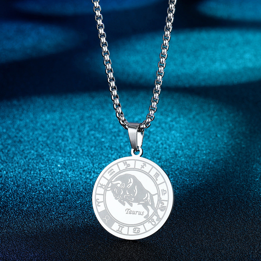 Venta al por mayor collar colgante de acero inoxidable 12 constelaciones